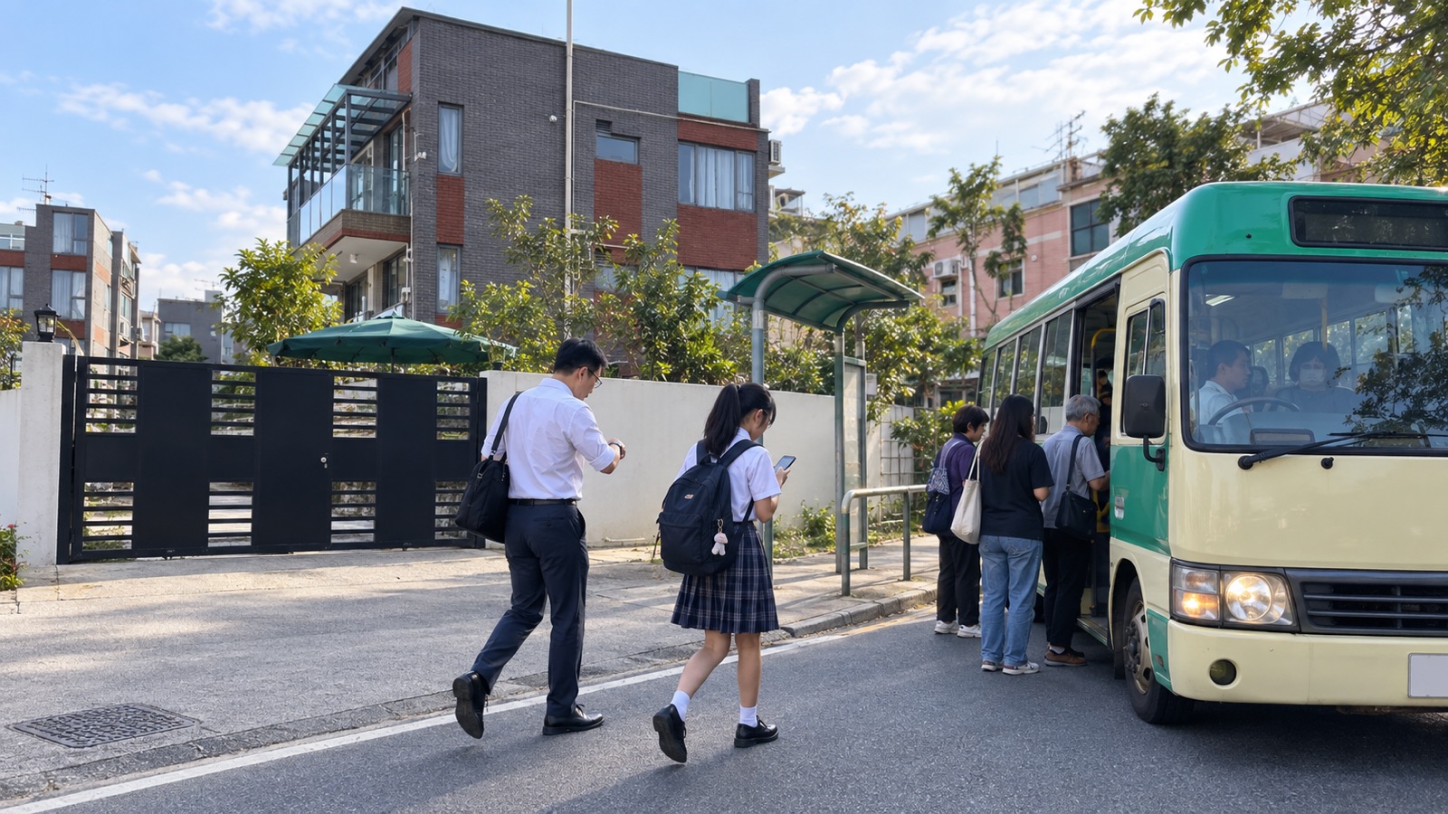 天和豪庭好住嗎?輞井圍位置、交通、屋苑環境與睇樓重點 2 居民由天和豪庭風格屋苑步行往綠色小巴站測試日常交通示意圖