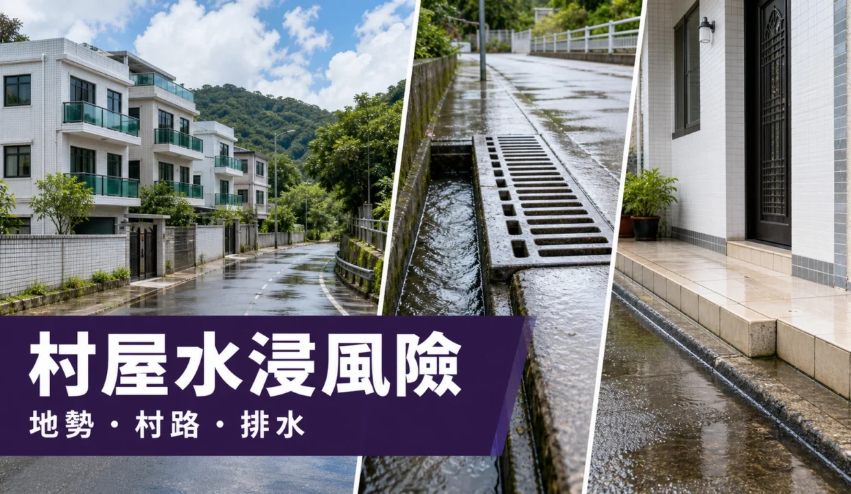 村屋水浸風險地勢村路及排水查核示意圖