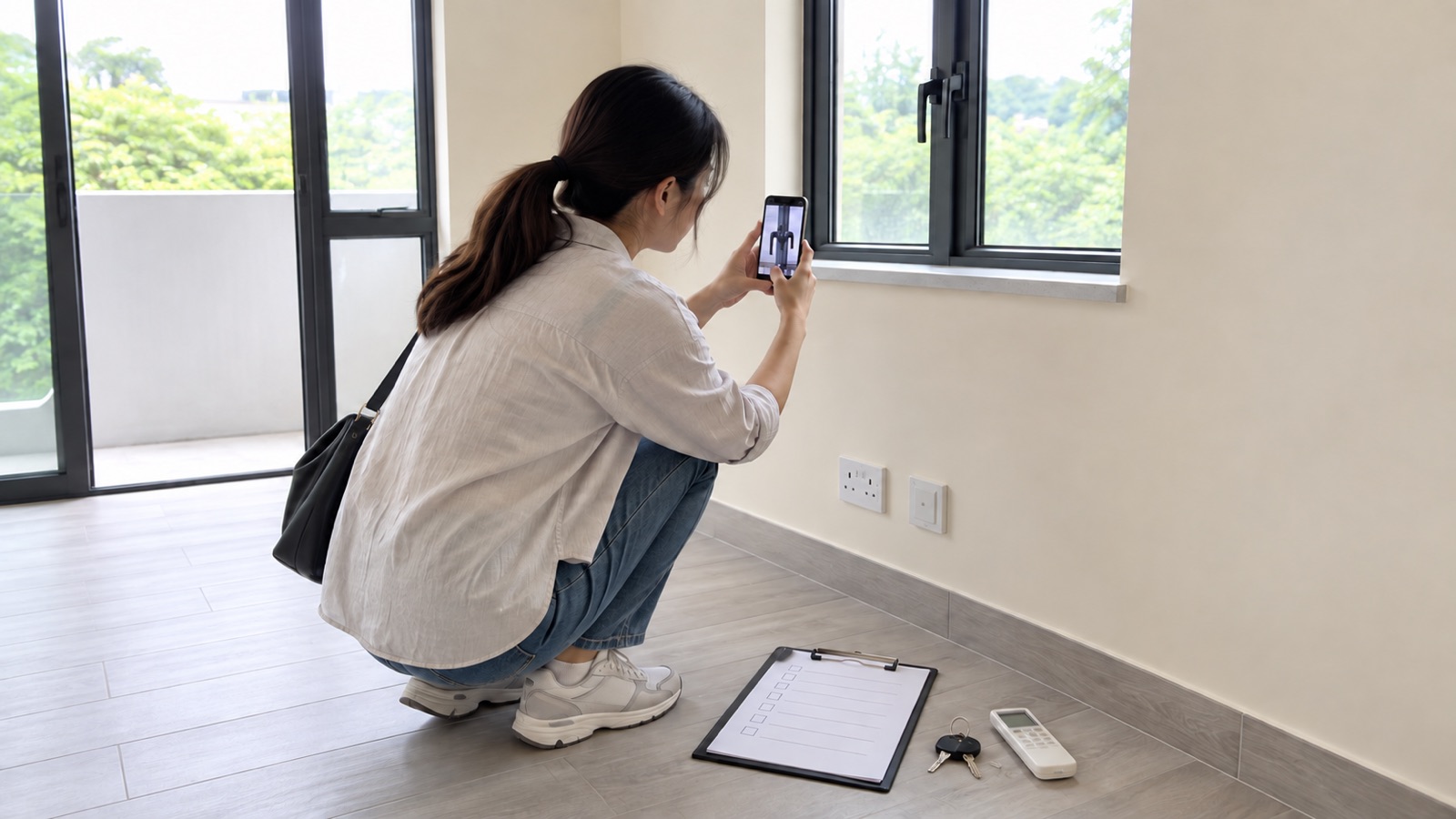 錦上路村屋租盤點揀?近站、交通、租金、寵物與睇樓清單 3 村屋租客拍攝窗鎖插座及設備作交樓記錄示意圖