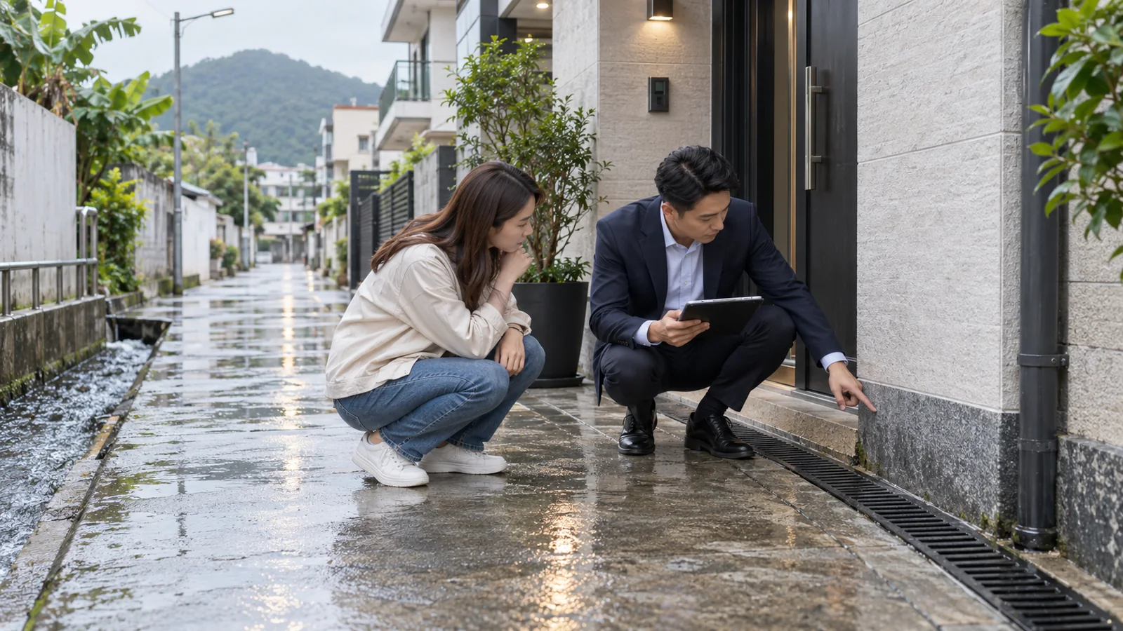 永平村村屋雨後去水及文件核對示意圖